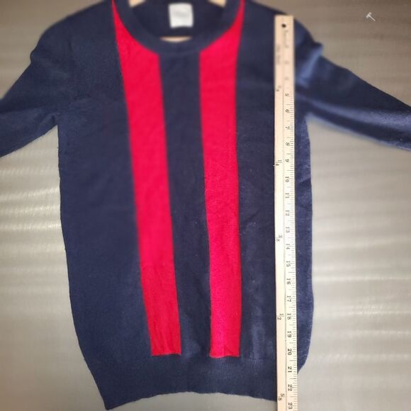 Madeleine Thompson Wool Cashmere Crew Neck Red Blue Stripe Sweater Small - Picture 7 of 8
